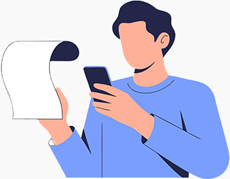 Man scanning notice with mobile phone